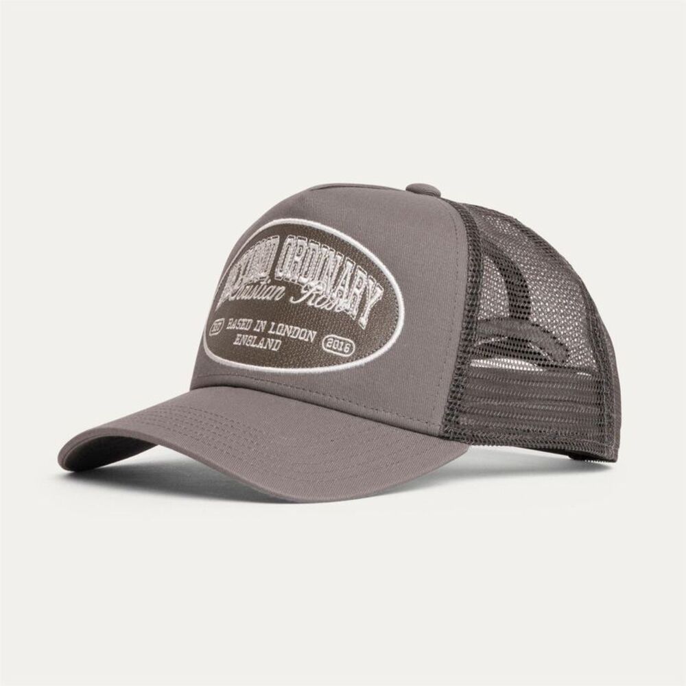 Christian Rose Embroidered Patch Trucker Cap / Gray/White